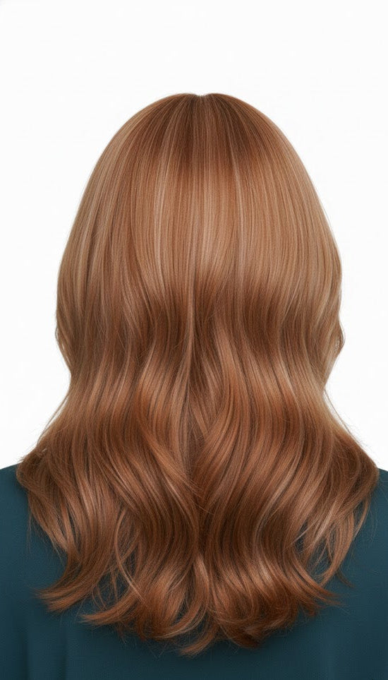 Ginger Brown With Blonde Highlights 18" Layer Cut Wig For Women Synthetic Hair | Zebaish Wigs & Extensions