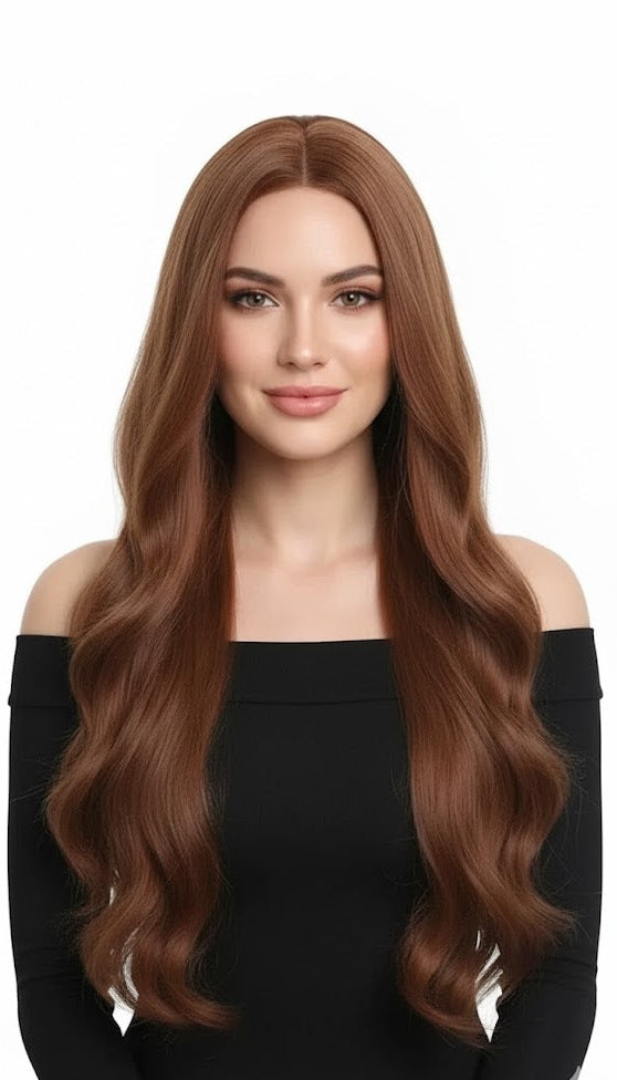Chest Nut U Shape 7 Clips Extension 28" Long Synthetic Hair | Zebaish Wigs & Extension