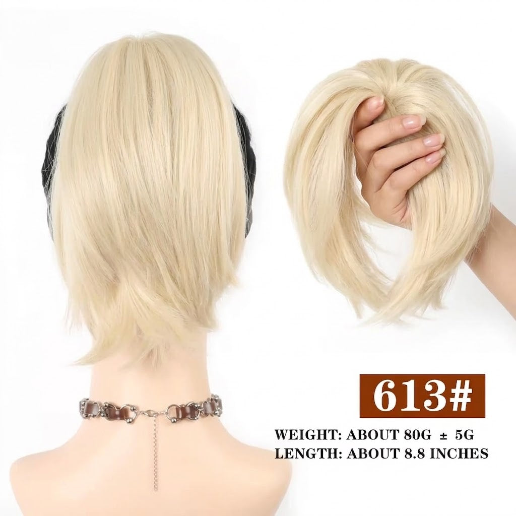 Extensión de pelo sintético para moño desordenado de color rubio platino, 8 pulgadas, moño voluminoso con banda elástica | Pelucas y extensiones Zebaish