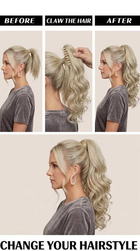 Extensión de cola de caballo 14" rubia platino larga ondulada postiza para mujer | Zebaish Wigs And Extensions