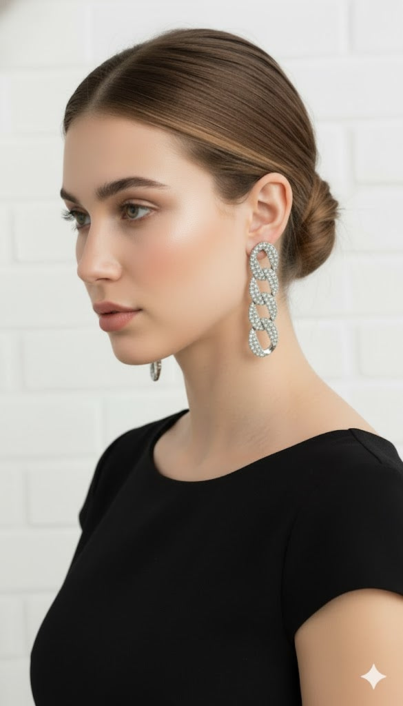 Rhinestone Chandelier Tassel Earring With Crystals | Zebaish Wigs and Extensions