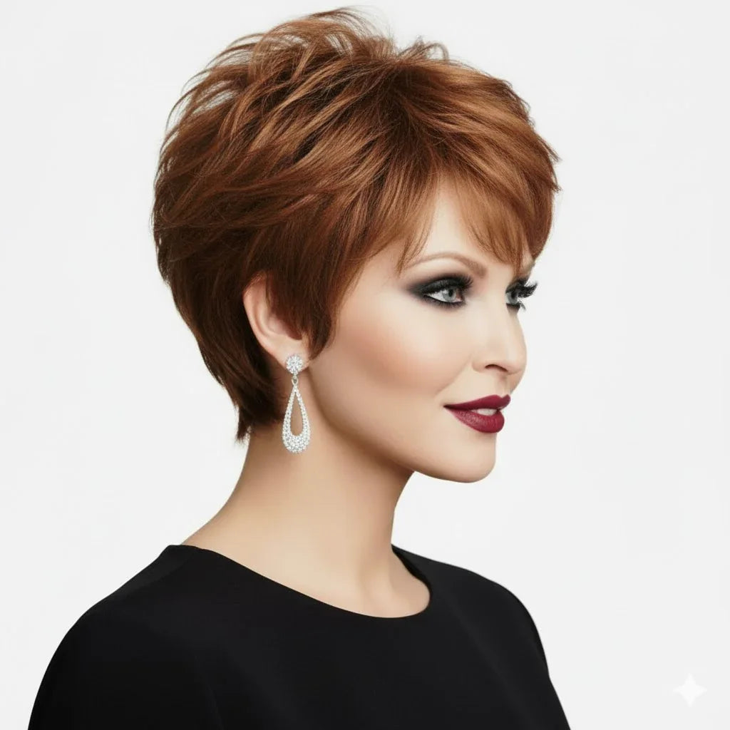 Zebaish Honey Brown Short Wig With Golden Blonde Steaks | Zebaish Wigs & Extensions