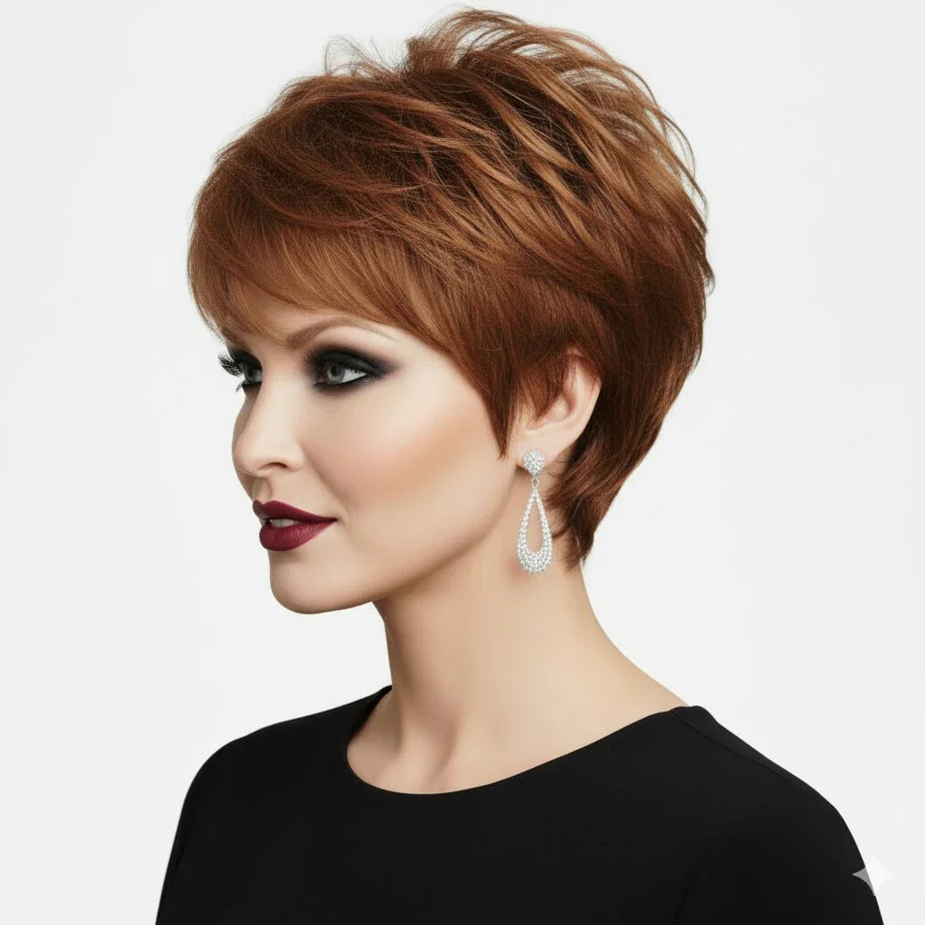 Zebaish Honey Brown Short Wig With Golden Blonde Steaks | Zebaish Wigs & Extensions