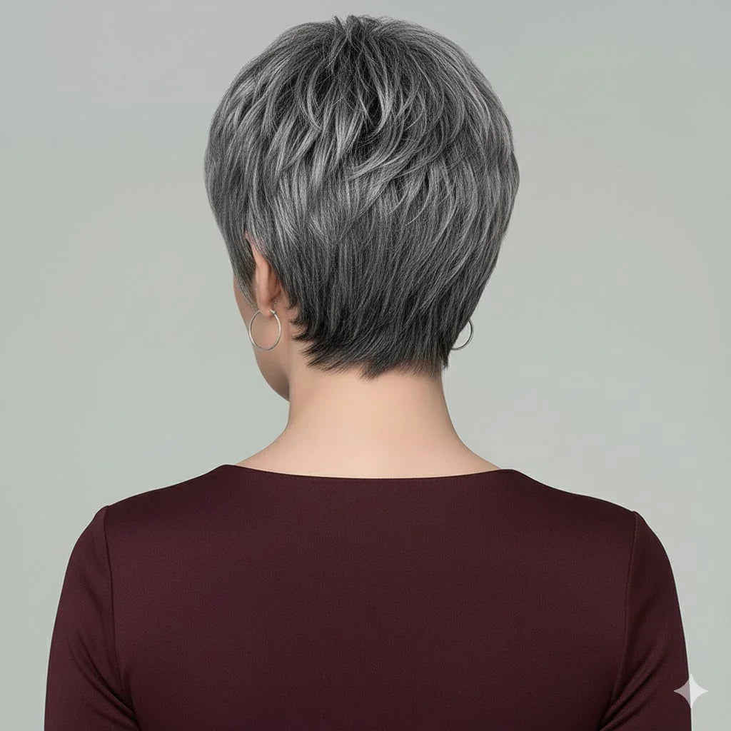 Zebaish Short Silver And Grey Wig With Bangs | Zebaish Wigs & Extensions