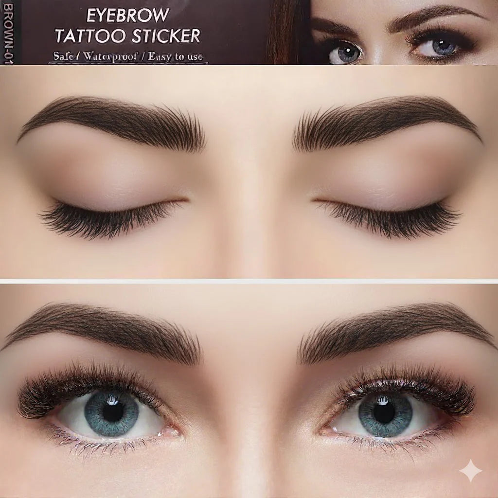 Black Eyebrow Tattoos (Pair of 10) for Women Waterproof 4D Eyebrow Tattoo Transfers Stickers Grooming Shaping for Women