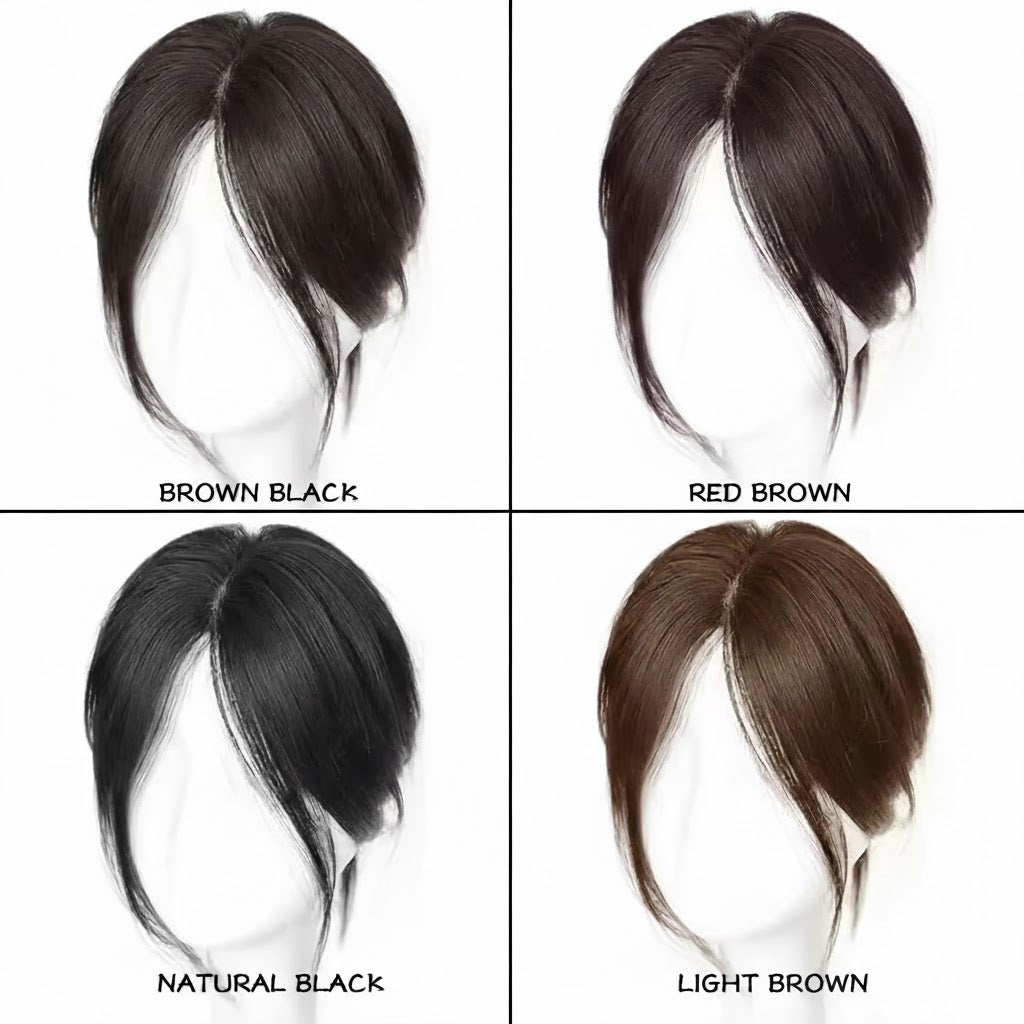 Black Brown 2 Clips Patch with Curtain Bangs | Zebaish Wigs and Extensions