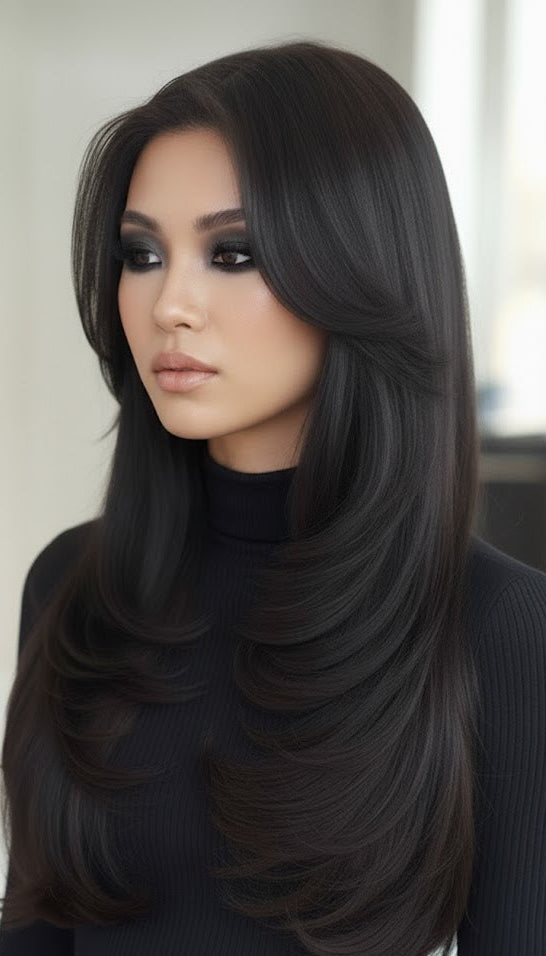 Black Brown 2 Clips Patch with Curtain Bangs | Zebaish Wigs and Extensions