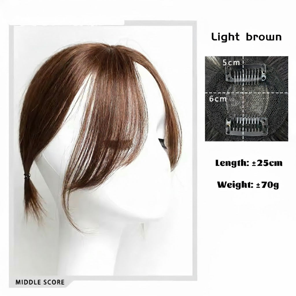 Light Brown 2 Clips Patch with Curtain Bangs | Zebaish Wigs and Extensions