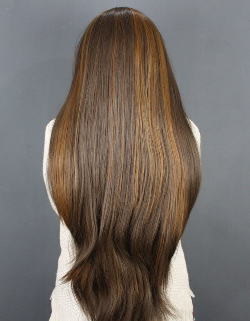 Topper Medium Brown with Highlights 36 Inches Long
