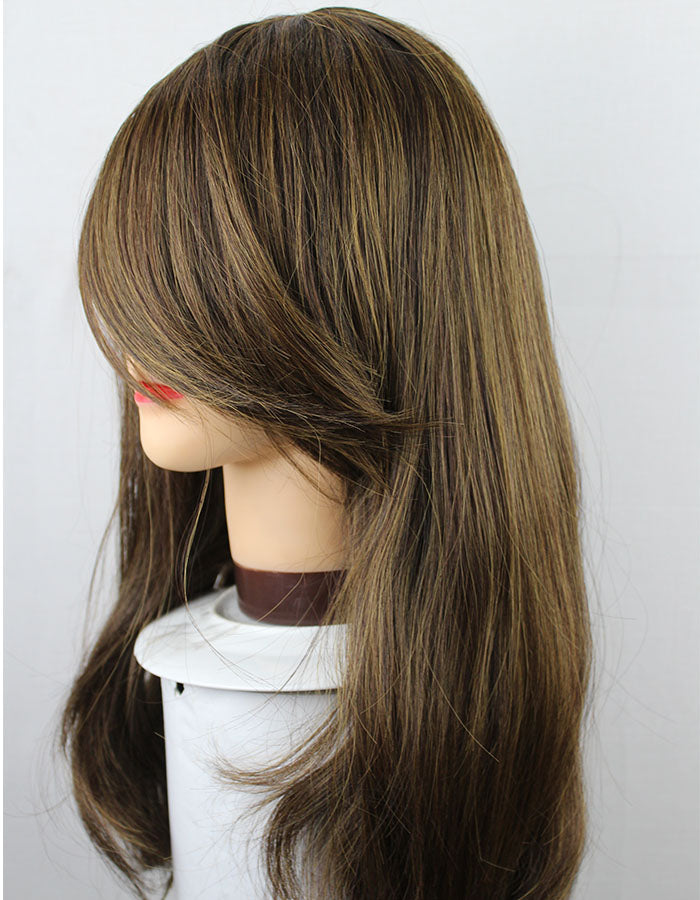 Front Bang Wig Dark Brown Streaks - Zebaish Wigs and Extension