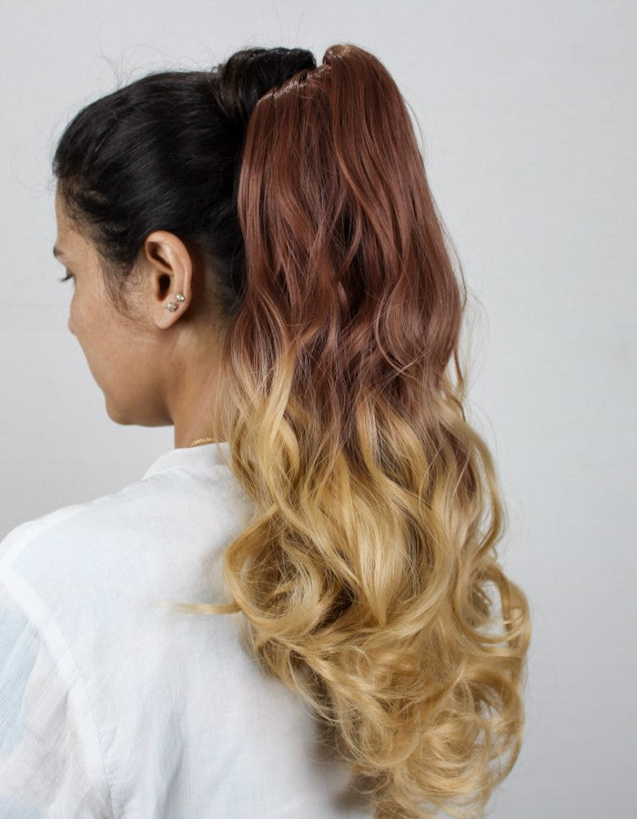Honey Brown To Golden Ombre Ponytail