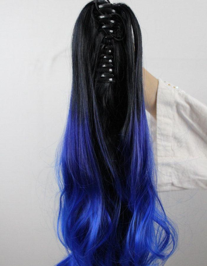 Natural Black To Blue Ombre Ponytail - Zebaish Wigs and Extension