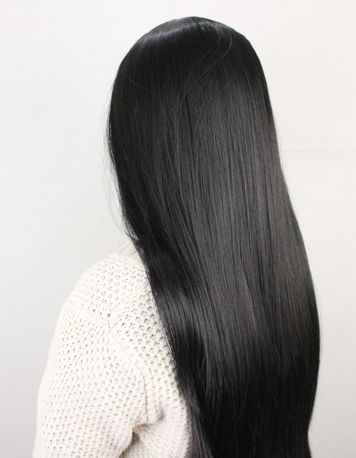 Center Parting Lace Wig Natural Black